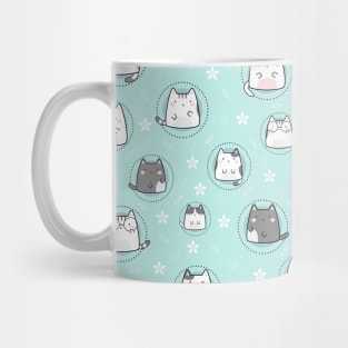 Seamless Pattern Cute Kawaii Cats Mug